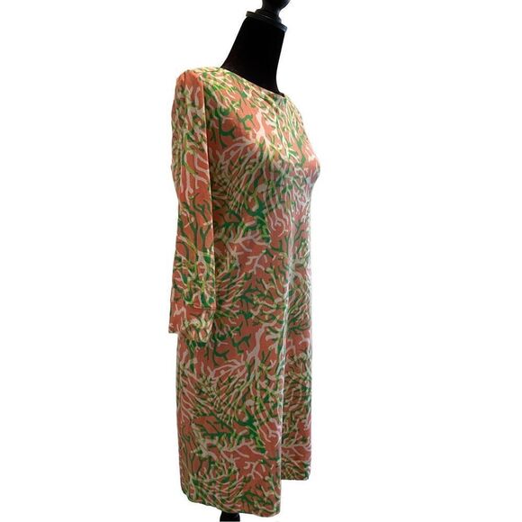 Crown & Ivy Beach Long Sleeve Pink/Coral and Green XS Mini Dress - Picture 3 of 5